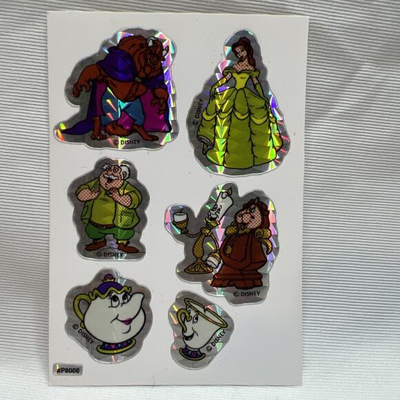 Disney Beauty Beast Mrs Potts Vending Machine Sticker Prism 1990's Vintage Rare - Picture 1 of 3